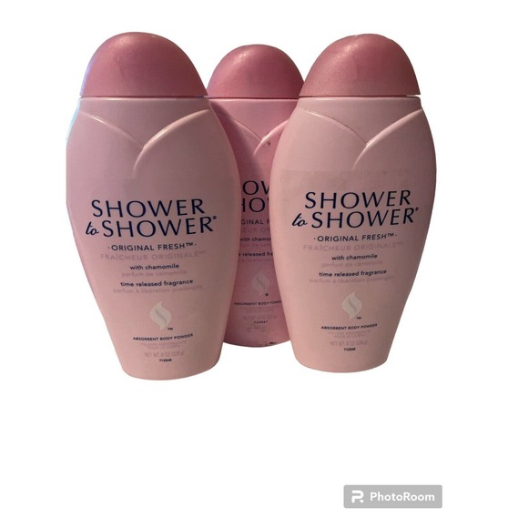 (3) Shower to Shower ORIGINAL FRESH CHAMOMILE W/ TALC Body Powder 8 oz PINK